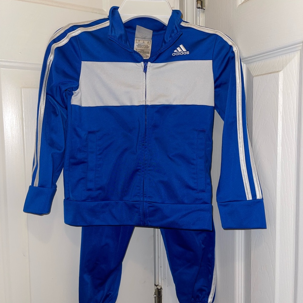 Adidas Kids' Blue and White Track Suit Set